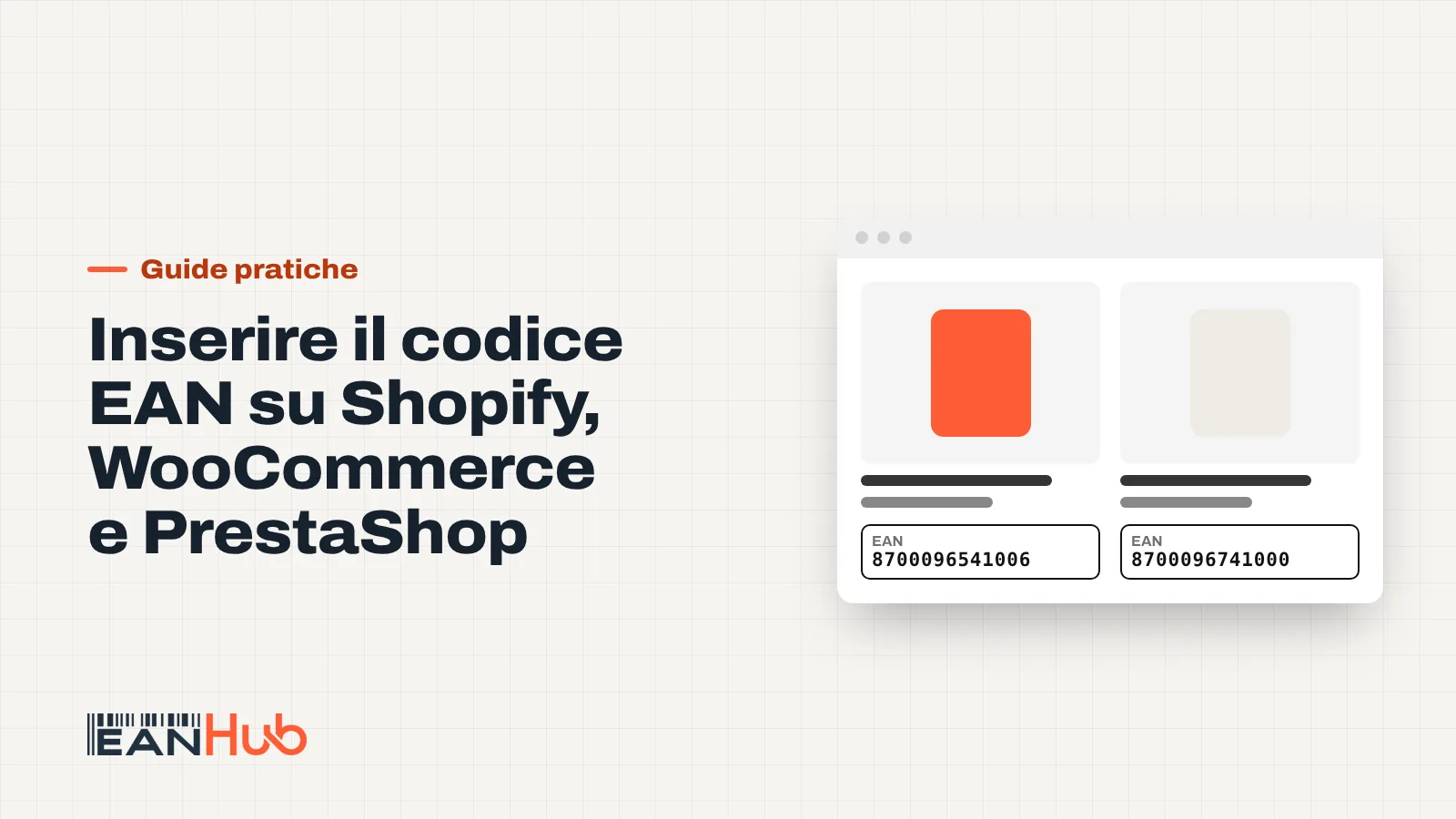 Pannello di amministrazione di un negozio online con il campo codice EAN compilato